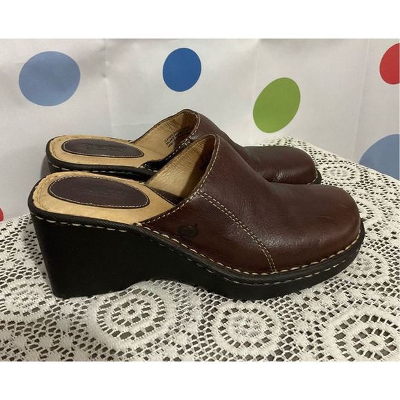 Born Brown Mule Leather Size 7 NICE! 🍒🌸 - Picture 3 of 16